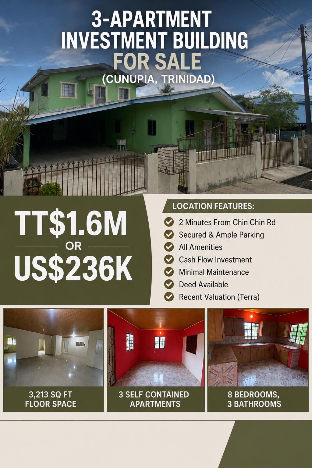 3-Apartment Investment Building for Sale - Cunupia, Trinidad — photo 1