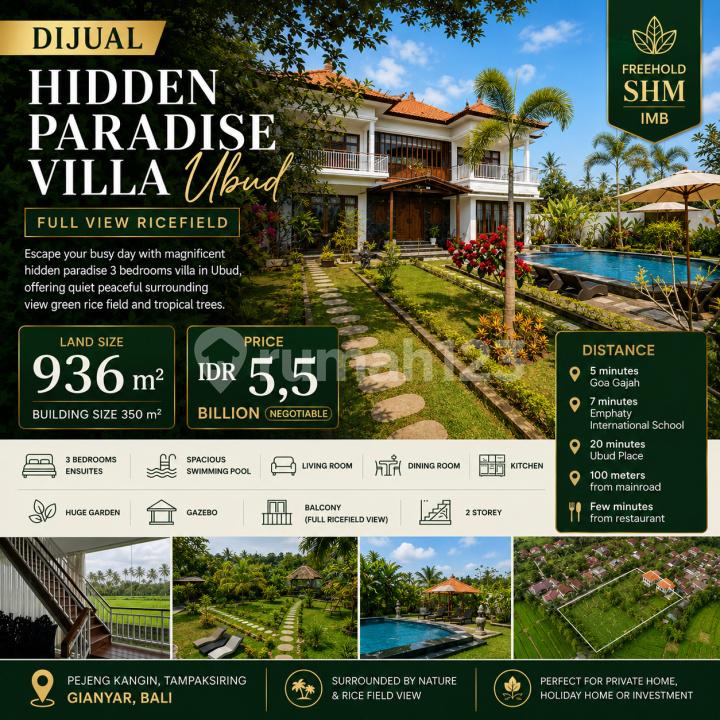 4-bedroom villa in Gianyar with rice field view — photo 1